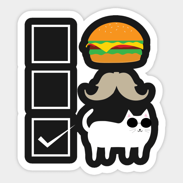 Burger Beard Cat Sticker by catees93